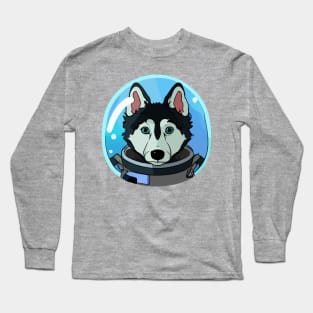 Husky Dog Cosmonaut Dog Lover Puppy Retro Long Sleeve T-Shirt